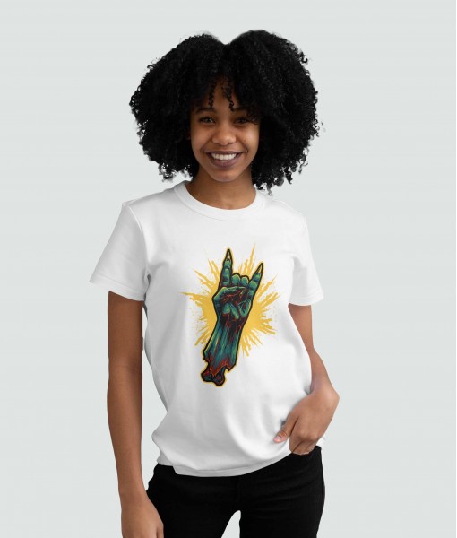 Дамска тениска с щампа Готика Rock And Roll Zombie Hand - TShirtArtShop.com